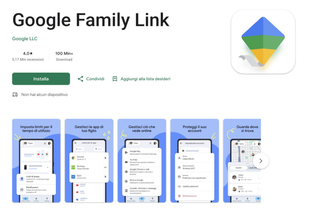 come configurare google family link